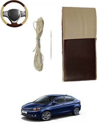 monolive Hand Stiched Steering Cover For Tata Universal For Car(Brown/Beige, Leatherite)
