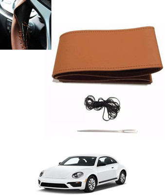 ABJD Hand Stiched Steering Cover For Chevrolet Beetle(Tan, Leatherite)