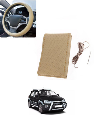 AYW Hand Stiched Steering Cover For Toyota Etios Cross(Beige, Leatherite)