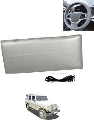 AYW Hand Stiched Steering Cover For Mahindra Marshal(Silver, Leatherite)