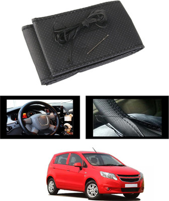 monolive Hand Stiched Steering Cover For Chevrolet Sail UVA(Black, Leatherite)