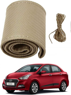 ARNEJA Hand Stiched Steering Cover For Hyundai Xcent(Beige, Leather)