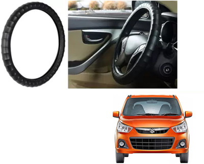 OOLTAH PAHIYA Hand Stiched Steering Cover For Maruti Alto K10(Black, Leatherite)
