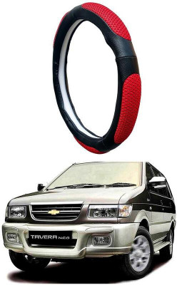 AUTO PEARL Steering Cover For Chevrolet Tavera(Black Red, Leatherite)