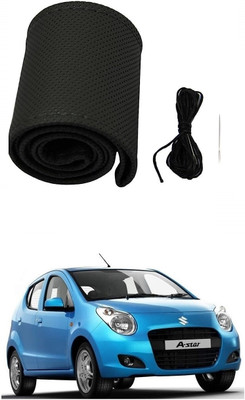 Arnejaa Hand Stiched Steering Cover For Maruti A-Star(Black, Leather)