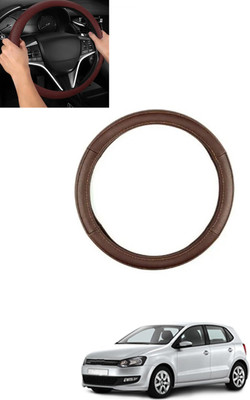ABJD Steering Cover For Volkswagen Polo(Brown, Leatherite)