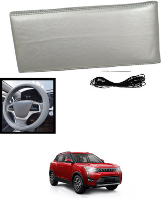 MATIES Hand Stiched Steering Cover For Mahindra Universal For Car(Silver, Leatherite)