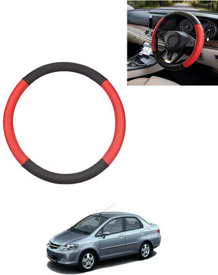 AYW Steering Cover For Honda Universal For Car(Red/Black, Leatherite)