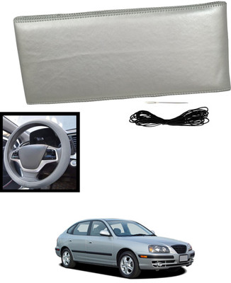 MATIES Hand Stiched Steering Cover For Hyundai Elantra(Silver, Leatherite)