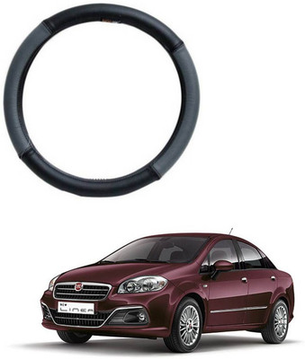 RKPSP Hand Stiched Steering Cover For Universal For Car Linea(Grey/Black, Leatherite)
