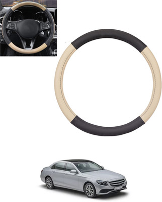 monolive Hand Stiched Steering Cover For Mercedes Benz E200(Beige, Black, Leatherite)