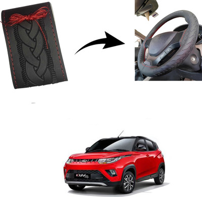 Autoinnovation Hand Stiched Steering Cover For Mahindra KUV 100(Black, Leather)