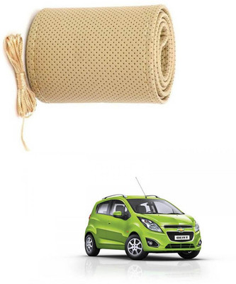 RKPSP Hand Stiched Steering Cover For Universal For Car Beat(Beige, Leatherite)