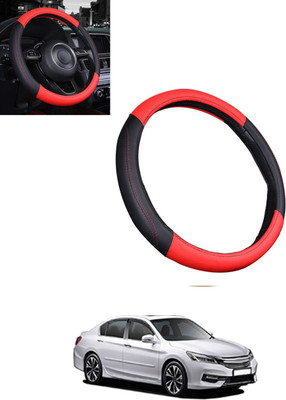 monolive Steering Cover For Honda Accord(Red, Black, Leatherite)