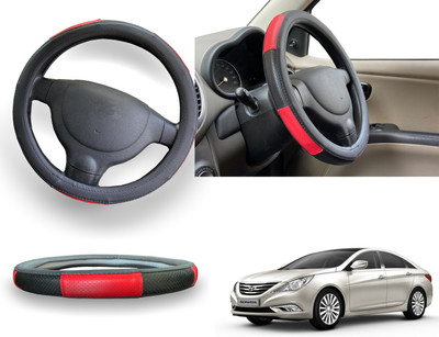 PEEPS STORE Steering Cover For Hyundai Sonata Fluidic(Red, Leatherite)