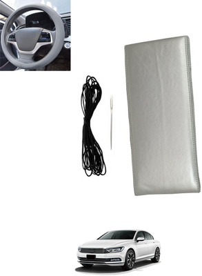 monolive Hand Stiched Steering Cover For Volkswagen Passat(Silver, Leatherite)