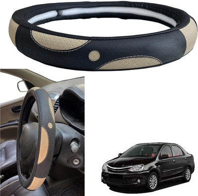PEEPS STORE Steering Cover For Toyota Etios(Black, Leatherite)