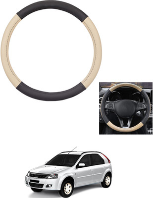 MATIES Steering Cover For Mahindra Verito Vibe(Beige/Black, Leather)