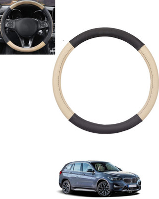 ABJD Steering Cover For BMW Universal For Car(Beige, Black, Leatherite)