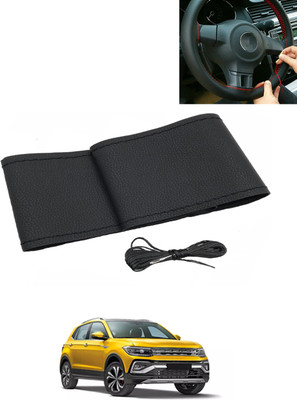 AYW Hand Stiched Steering Cover For Volkswagen Universal For Car(Black, Leatherite)