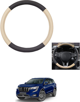 MATIES Steering Cover For Mahindra Universal For Car(Beige/Black, Leather)