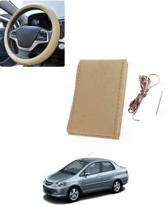 AYW Hand Stiched Steering Cover For Honda Universal For Car(Beige, Leatherite)