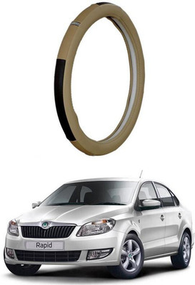 AUTO PEARL Steering Cover For Skoda Rapid(Beige, Leatherite)
