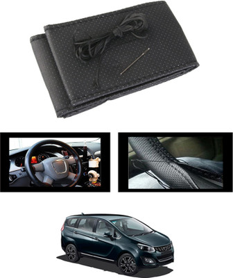 MSNP Hand Stiched Steering Cover For Mahindra Marshal(Black, Leatherite)
