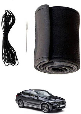 ABJD Hand Stiched Steering Cover For BMW X4(Grey, Black, Leatherite)