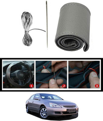 MSNP Hand Stiched Steering Cover For Honda Accord(Gery, Leatherite)