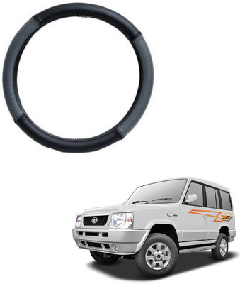 RKPSP Hand Stiched Steering Cover For Universal For Car Sumo(Grey/Black, Leatherite)