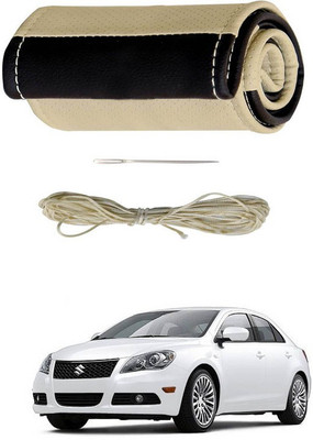 RKPSP Hand Stiched Steering Cover For Universal For Car Kizashi(Beige/Brown, Leatherite)