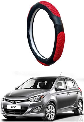 AUTO PEARL Steering Cover For Hyundai i20(Black Red, Leatherite)