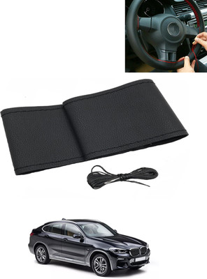 AYW Hand Stiched Steering Cover For BMW X4(Black, Leatherite)