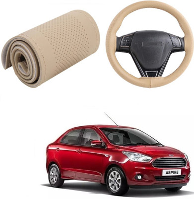 Arnejas Hand Stiched Steering Cover For Ford Aspire(Beige, Leather)