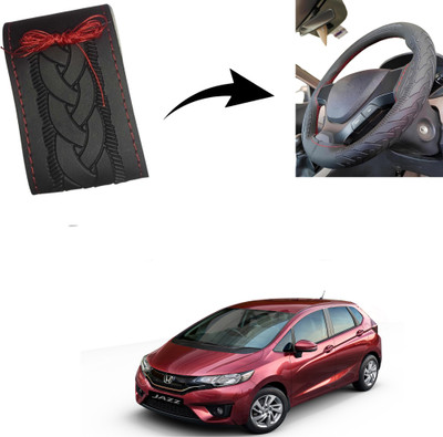 Autoinnovation Hand Stiched Steering Cover For Honda Jazz(Black, Leather)