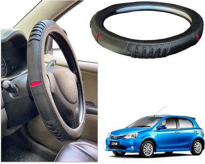 PEEPS STORE Steering Cover For Toyota Etios Liva(Black, Red, Leatherite)