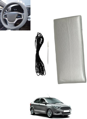 monolive Hand Stiched Steering Cover For Ford Aspire(Silver, Leatherite)