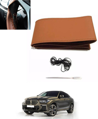 monolive Hand Stiched Steering Cover For BMW X6(Tan, Leatherite)