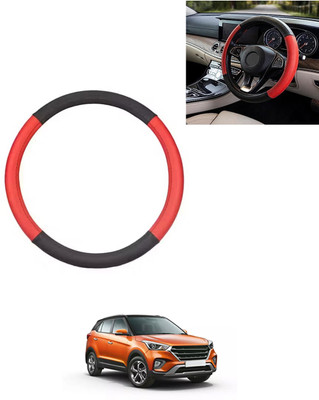 AYW Steering Cover For Hyundai Creta(Red/Black, Leatherite)