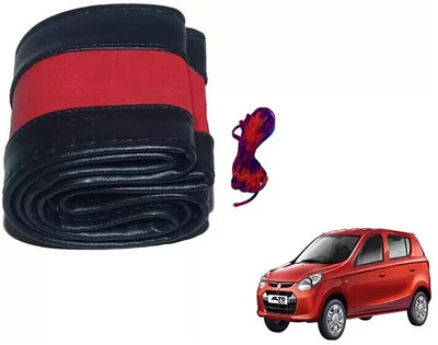 S MANGLAM Hand Stiched Steering Cover For Maruti Santro, Santro Xing, Sunny, Swift Dzire, TUV 300, Verna, Vista, WagonR(Black, Leatherite)