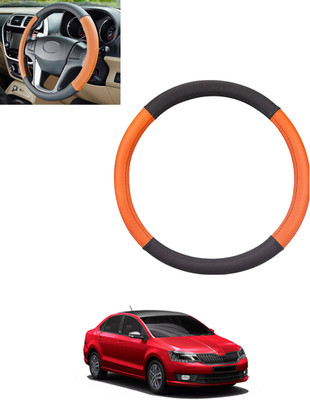 monolive Steering Cover For Skoda Rapid(Tan, Black, Leatherite)
