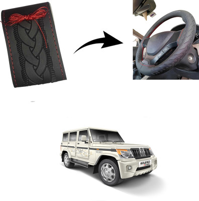 Autoinnovation Hand Stiched Steering Cover For Mahindra Bolero(Black, Leather)