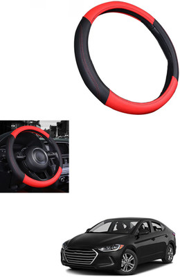 MATIES Steering Cover For Hyundai Elantra(Red/Black, Leather)