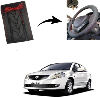 Autoinnovation Hand Stiched Steering Cover For Maruti SX4(Black, Leather)