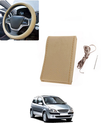AYW Hand Stiched Steering Cover For Hyundai Getz(Beige, Leatherite)
