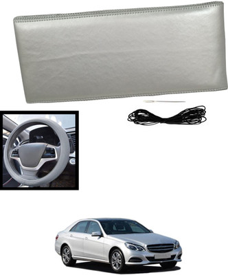 MATIES Hand Stiched Steering Cover For Mercedes Benz E250(Silver, Leatherite)