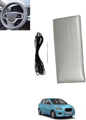 monolive Hand Stiched Steering Cover For Datsun Go(Silver, Leatherite)