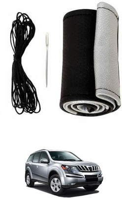 monolive Hand Stiched Steering Cover For Mahindra XUV 500(Silver/Black, Leatherite)