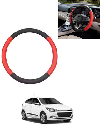 AYW Steering Cover For Hyundai Elite i20(Red/Black, Leatherite)